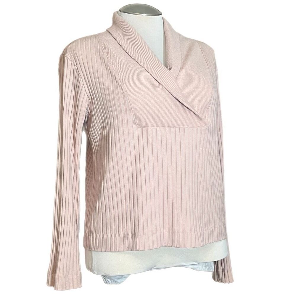 Nike Yoga Woman’s Pink Ribbed Long Sleeve Shirt Sz L